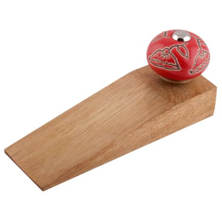 Red Calla Lily Brown Etched Ceramic Door Stopper